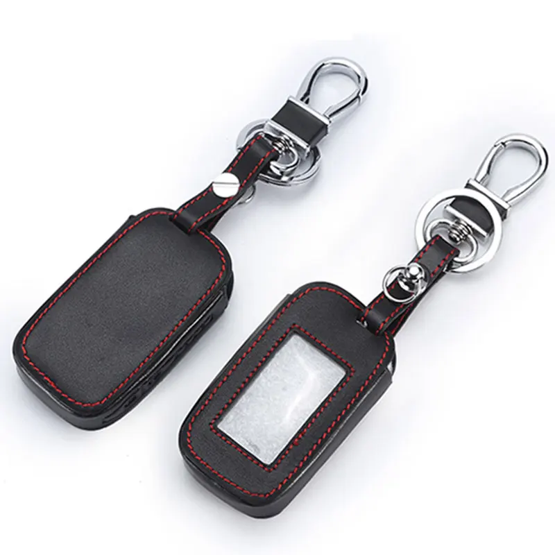 Leather Key Cover For Starline E90 E91 E60 E61 E62 LCD Remote Control Only Two Way Car Alarm Keychain Case