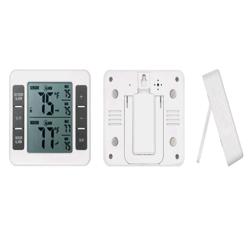 Home Wireless Thermometer C/F Max Min In/Outdoor Digital Refrigerators Freezers Wine Cellars LCD Temperature Monitor Two Sensors