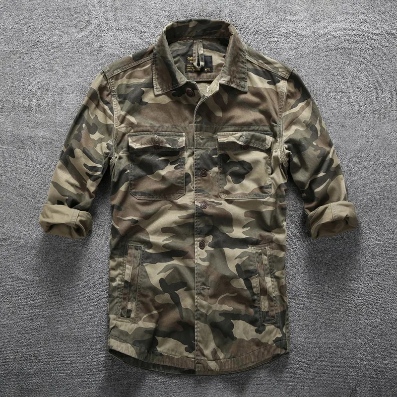 

Mens Outdoor Hiking Climbing Sports Military Shirts Spring Autumn Cotton Camouflage Long Sleeve Breathable Tactical Cargo Shirt