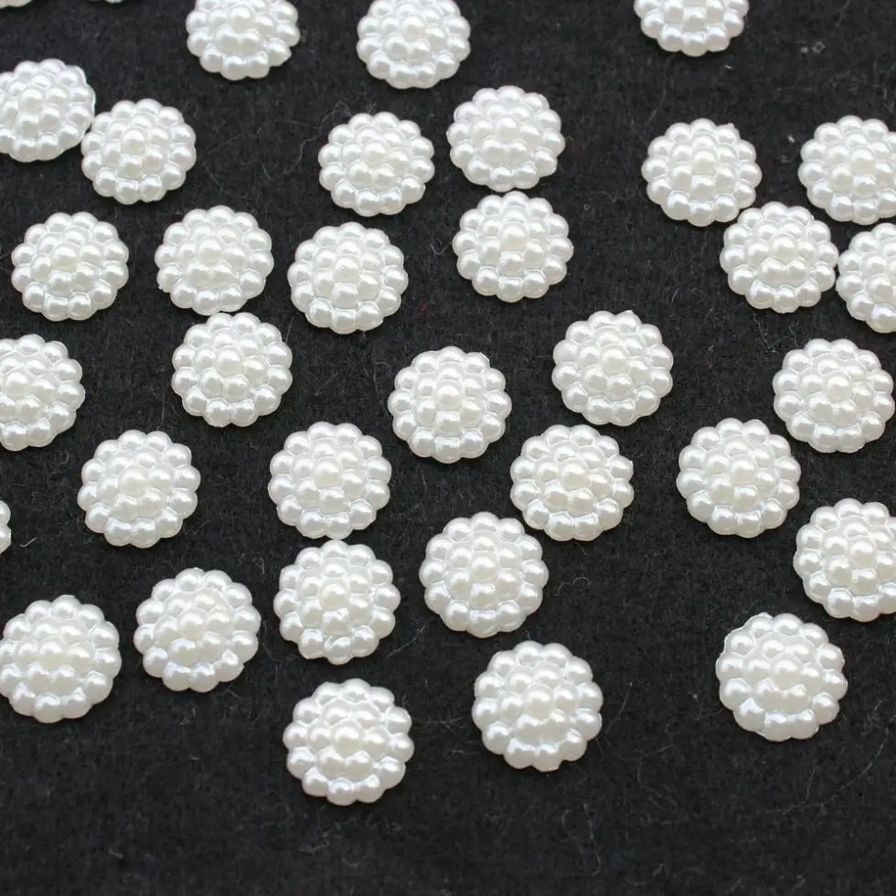 800pcs little dotted ivory/cream acrylic pearlized flower beads decoden deco diy 14mm