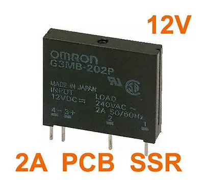 2 pcs G3MB-202P DC-AC PCB SSR In 12VDC,Out 240V AC 2A Solid State Relay