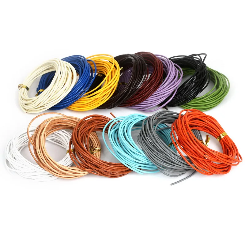 High Quality 1.5mm dia. 5m/lot length round Genuine Leather Cord string Rope Thread Jewelry Findings for DIY necklace bracelet