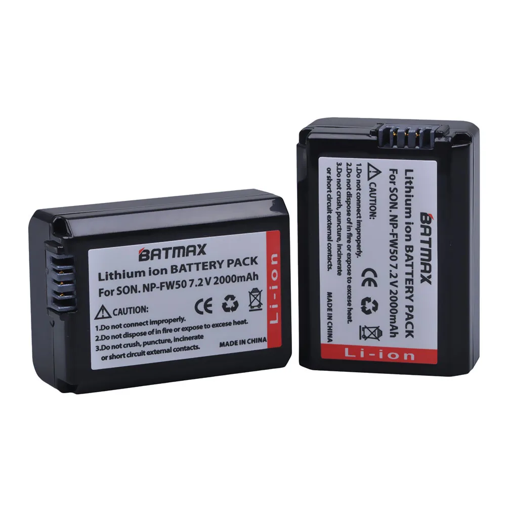 

Batmax 2Pc NP-FW50 NPFW50 Battery for Sony ZV-E10 a37 alpha a7 ii Alpha 7 7R II 7S a7S a7R II a5100 NEX-7 SLT-A37 RX10 II