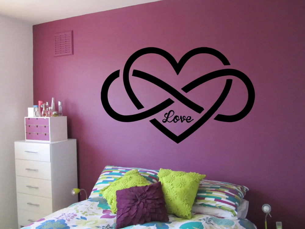 Wall Vinyl Sticker Love Heart Art Wall Decals Infinity Sign Pattern Wall Stickers Romantic Removable Waterproof B040