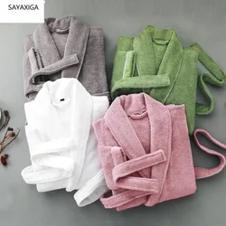 Women Bathrobe Long Cotton Warm Nightgown Female Towel Bathrobe Thicken Terry Sleepwear Autumn Winter Pajamas Home Dressing Gown