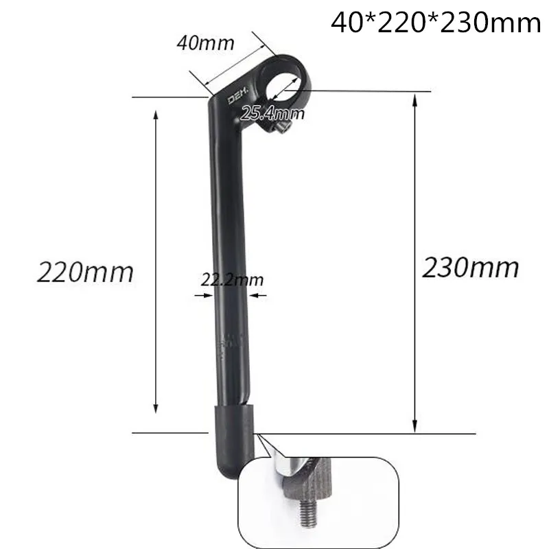 22.2*25.4mm Electroplating Gooseneck Stem Aluminum Alloy 80*150*120 80*180*200 80*220*240 40*220*230 Stems With Teeth BSB040