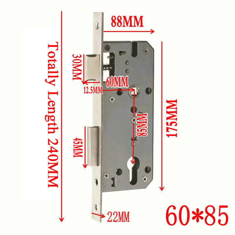 Security Door 8560/6085 European Mortise Door Lock Lockbody Anti-theft Door Lock Body Gate Room Mute Lock body Lock Repair Parts