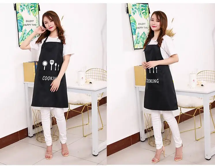 Waterproof Polyester Apron Woman Adult Bibs Home Cooking Baking Coffee Shop Cleaning Aprons Kitchen Accessory SN1219