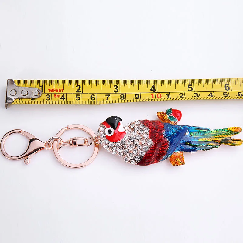 2023 Colorful Enamel Crystal Rhinestone Lovely parrot Keychain Car Key Chains Rings Women Girl Handbag Pendant key chain ring