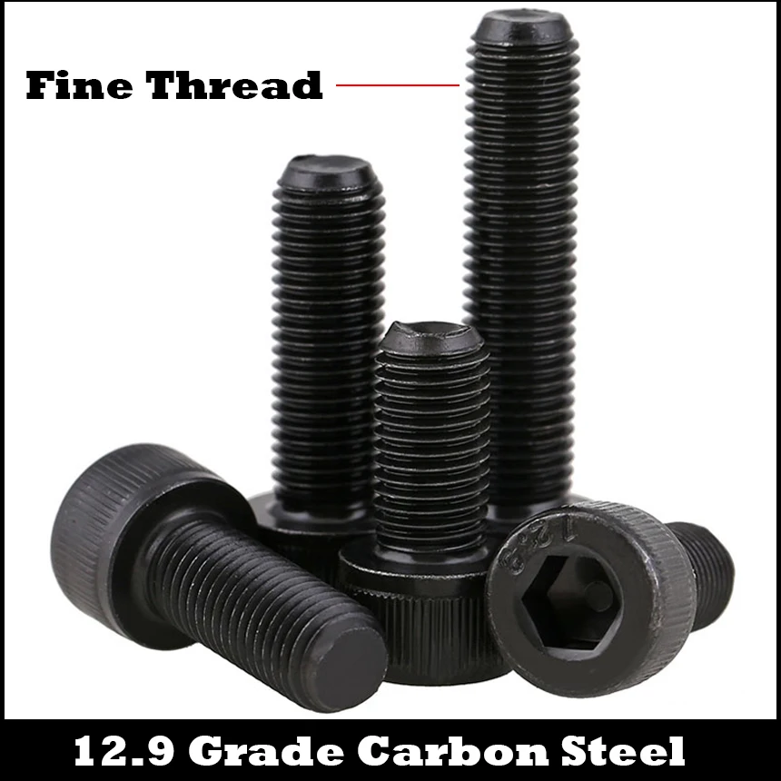 

M16/M18/M20*1.5*60/65/70/80/100mm 1.5mm Pitch 12.9 Grade Carbon Steel Full Fine Thread Cap Allen Head Bolt Hexagon Socket Screw