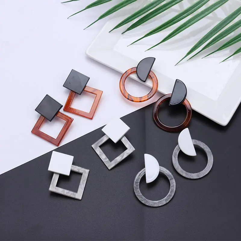 Fashion Statement Earrings 2019 Acrylic Earrings Leopard Geometric Earrings For Women Round Square Hanging Dangle Earring EB832