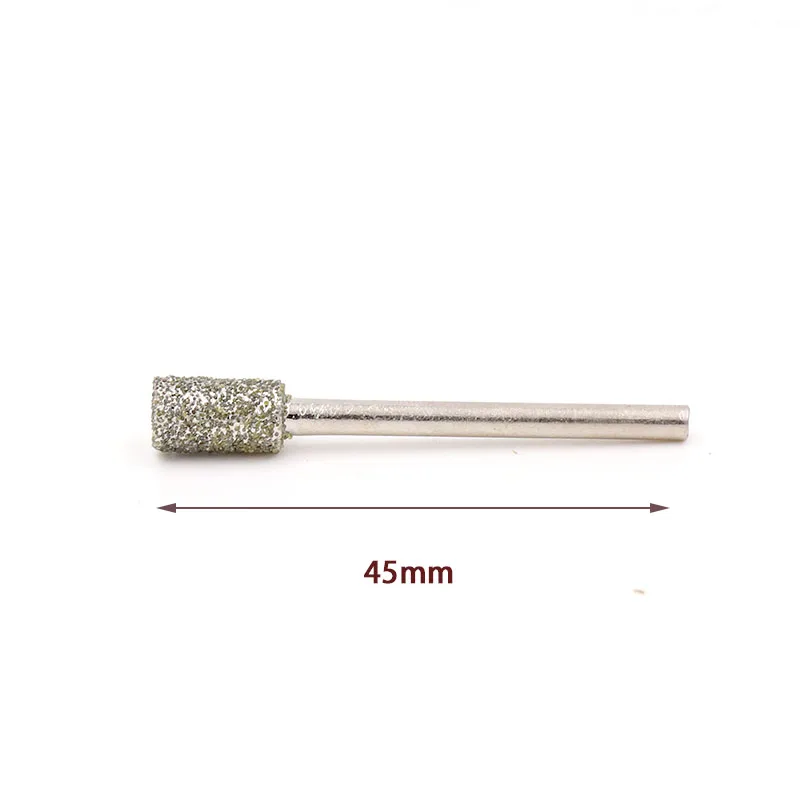 5pcs Grit 60 Cylinder Diamond Grinding Head Bit Cylindrical Points Coated Carving Burrs Lapidary Tools for Jade Stone Marble
