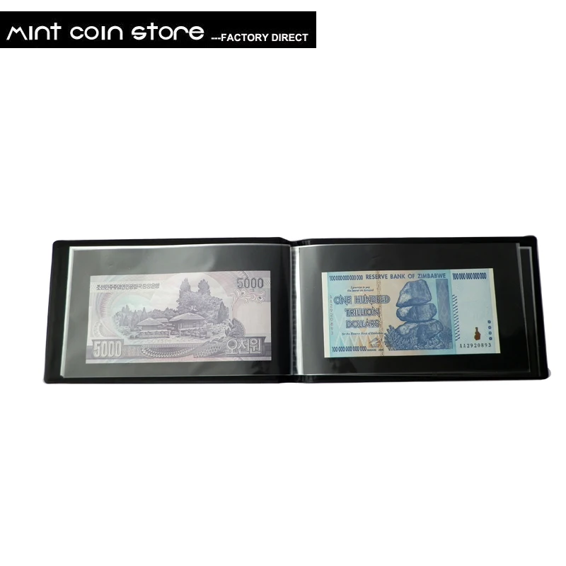 Timbre de protection de collection de billets de banque ouverts, papier-monnaie, stock, peut stocker 40%, 20 pages