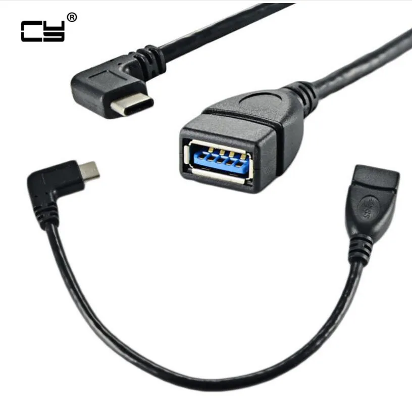USB3.1 Type-C male to USB3.0 Type-A female 90 Degree Right Angled USB-C crooked short data OTG cable bent converter 20cm
