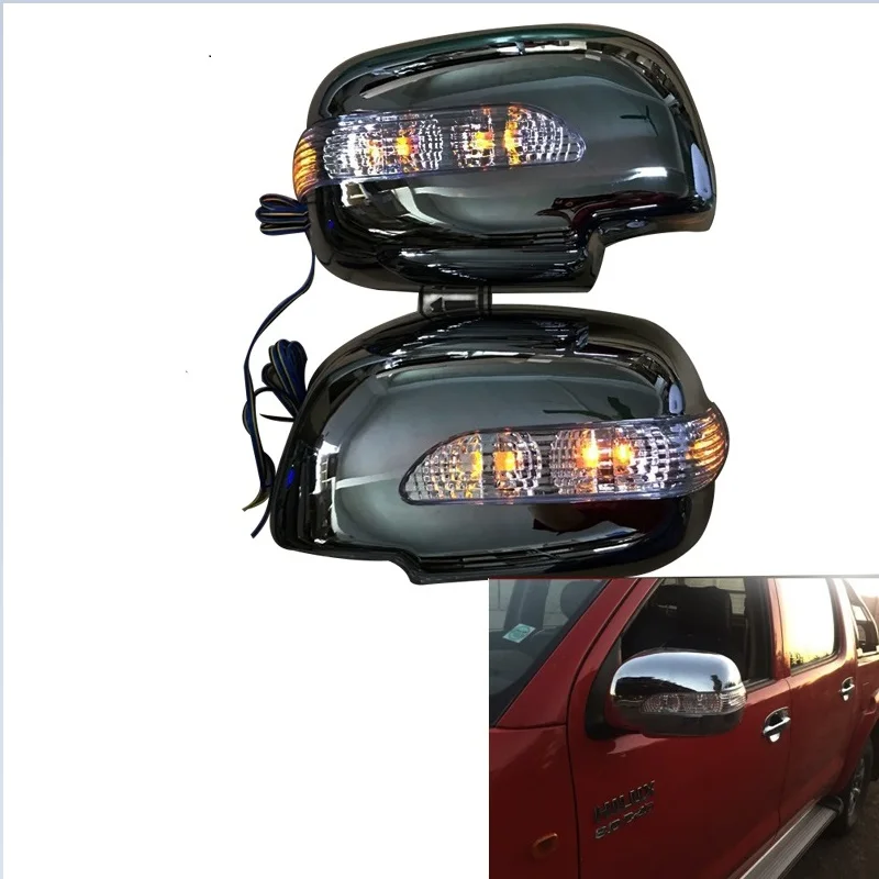 2PCS/SET LED REAR MIRROR COVER WITH TURN SIGNAL LIGHTS FIT FOR TOYOTA HILUX VIGO SIDE DOOR REAR MIRROR LED LIGHTS 2006-2014