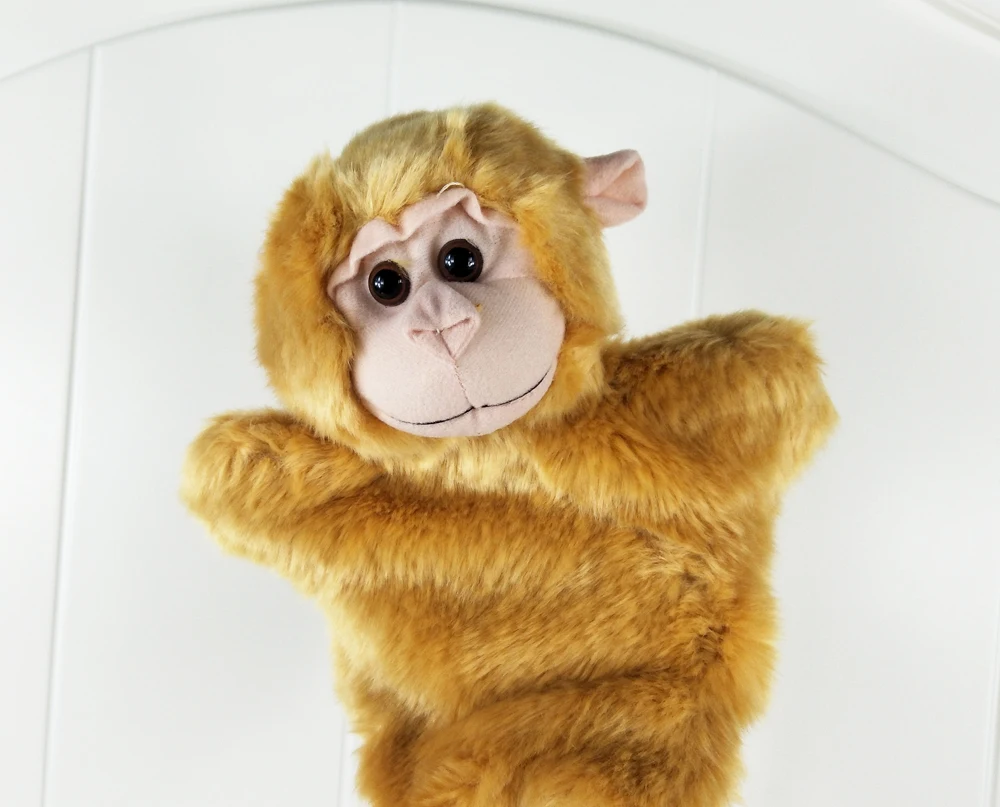 Marionnette à main pour enfants, jouet en peluche singe brun