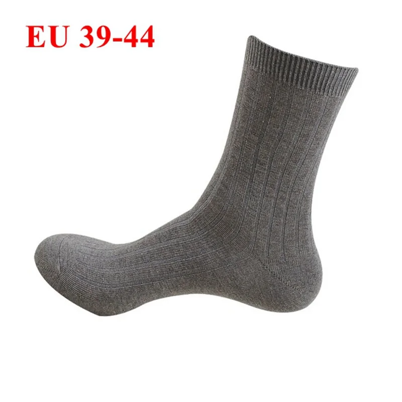 Plus Large Big Size Mens Socks EU48-53 Business Crew Socks Solid 5 Pairs Classic High Quality Breathable Cotton Men Winter Socks