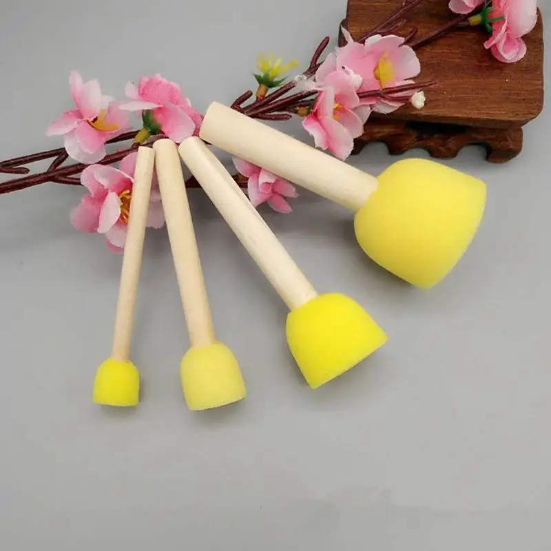 20pcs DIY Brush Wooden Handle Stencil Sponge Tool Furniture Craft Enfant Paint Foam Children Early Creative Toy LNY9100