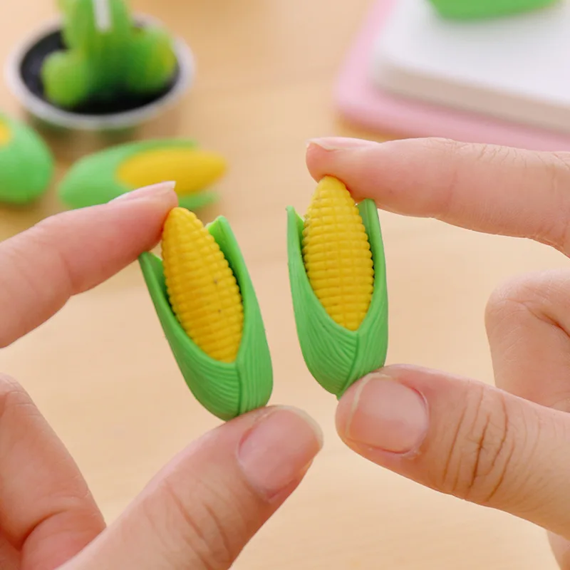 2 Pcs/set Creative Kawaii Cartoon Assembly Corn Shape Mini Eraser Student Fashion Gift Rubber Stationery School Office Supplies