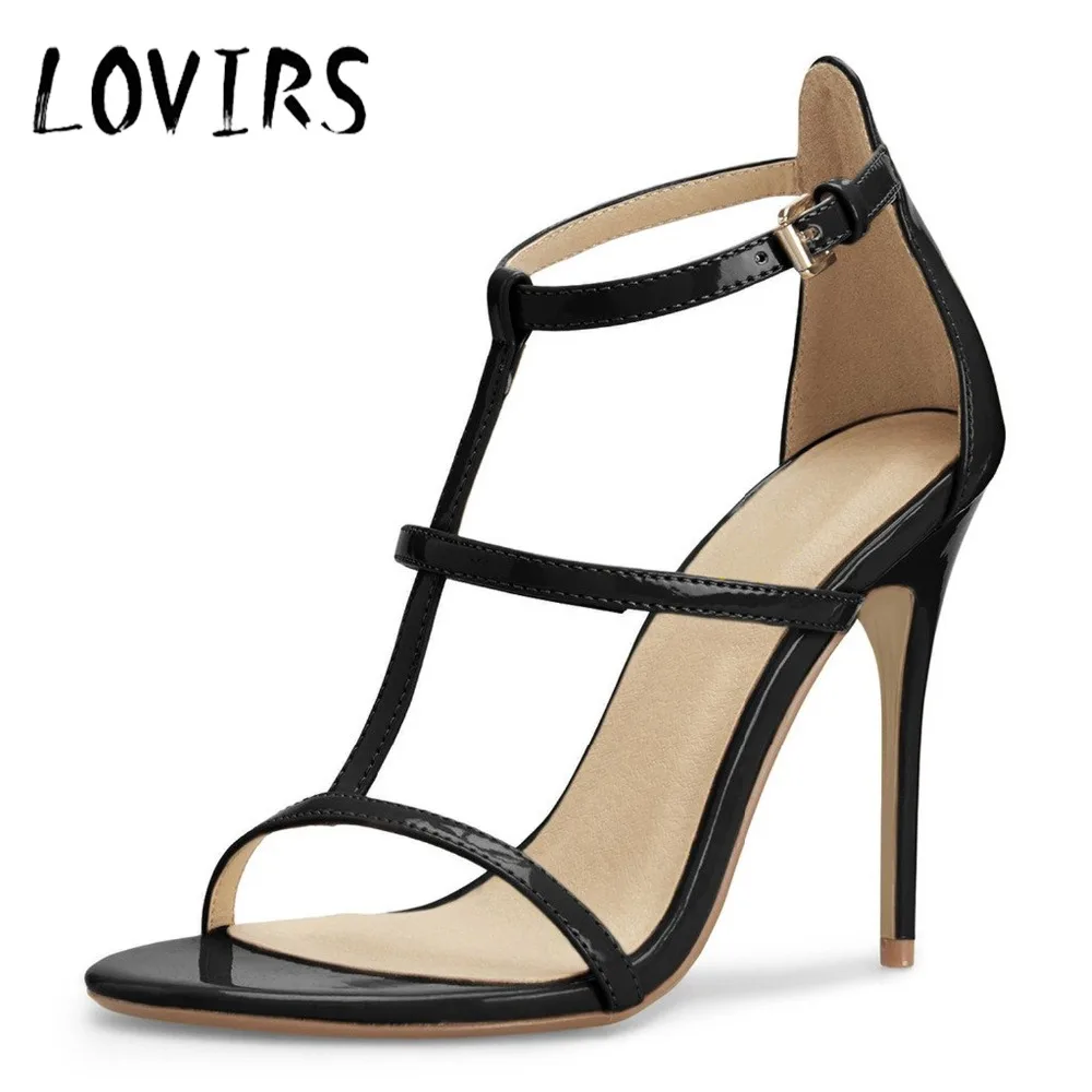 

LOVIRS Womens Open Toe High Heel Stiletto Sandals T Strap and Buckle Fashion Classic Shoes Mature for Dress Wedding Party US5-15