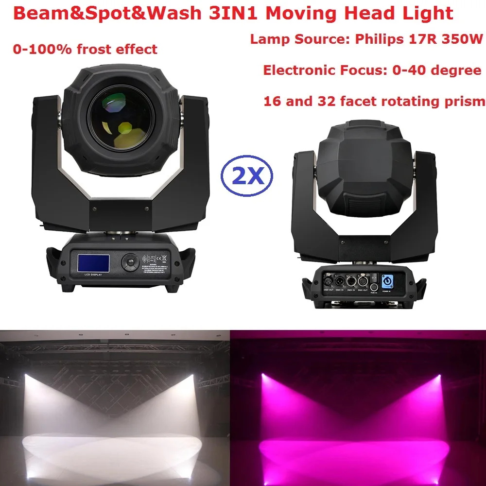 

2Pcs Moving Head Beam Light High Quality 17R 350W Moving Head Spot Lights With Zoom Function Professional Dj Lighting Equipments