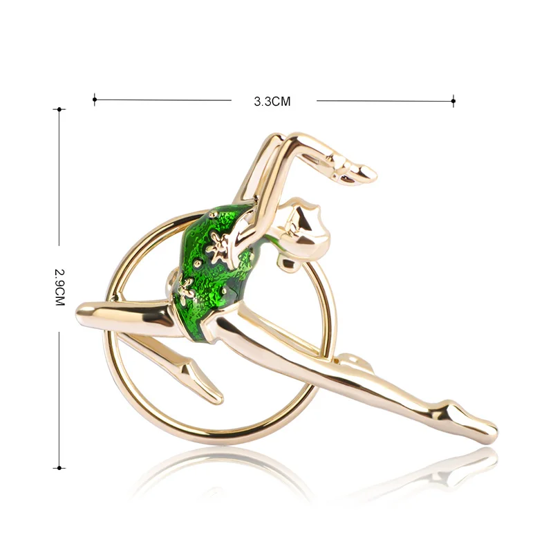 Madrry Gymnastics Dancing Girl Brooches For Women Red Enamel Alloy Broches Lapel Pin Accessories Scarf Dress Suit Trendy Jewelry