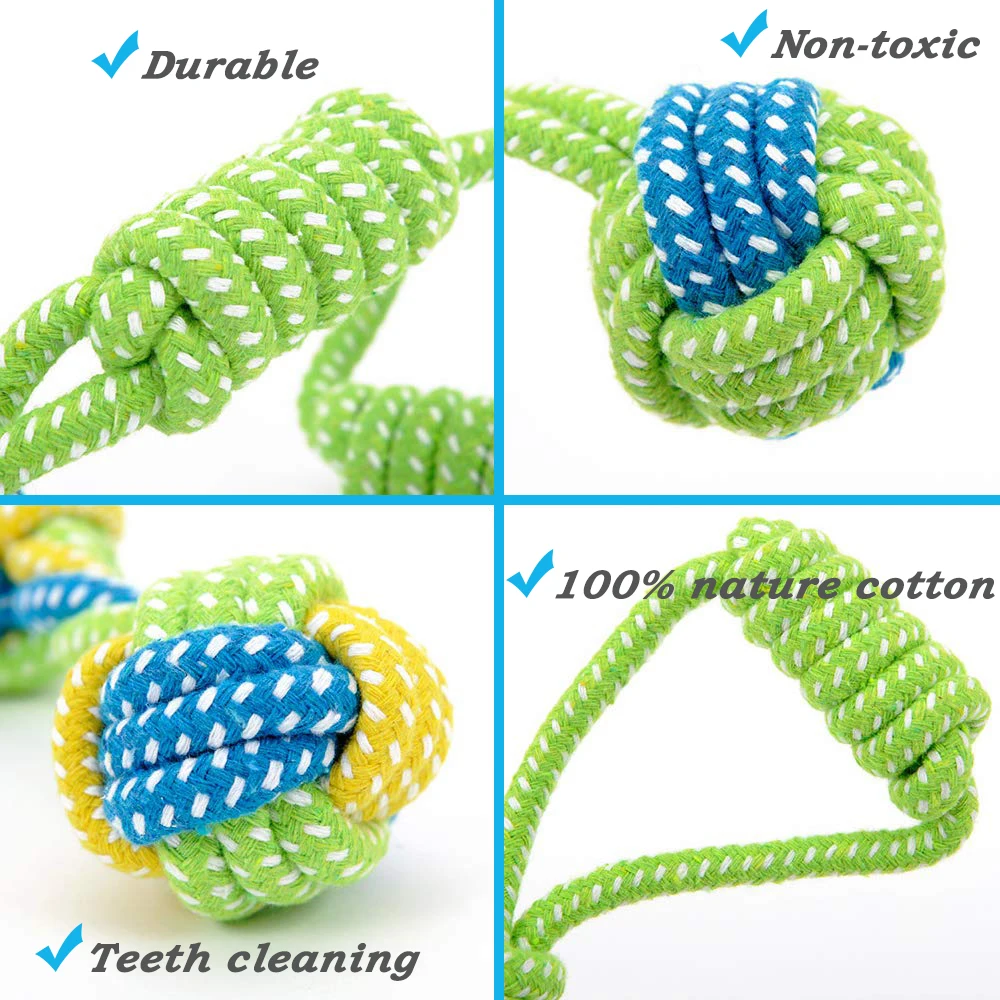 Dog Toy Rope Ball Toy for Small Medium Dogs Outdoor Training Toy for Dogs Teeth Cleaning Tug Toy Interactive Knot Rope TY0078