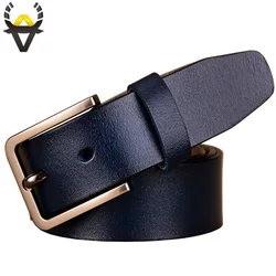 Cintos de couro genuíno para mulheres, cinta, fivela prateada, pele de vaca de qualidade feminina, designer de luxo, moda, largura 3,3 cm