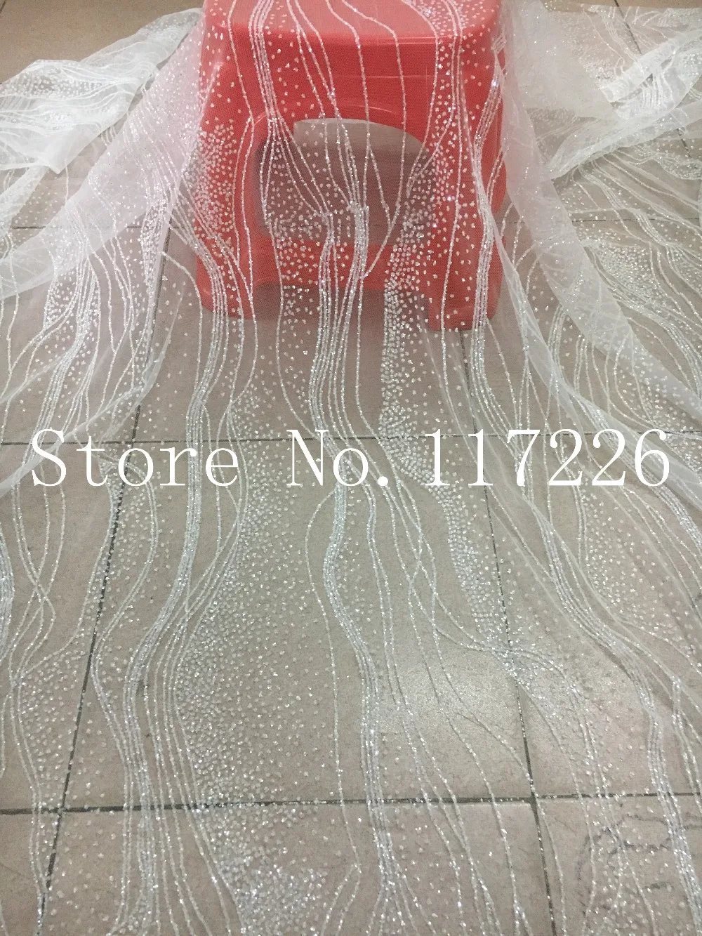 

New design african lace fabric JRB-52712 with shining glitter sequins French tulle lace fabric
