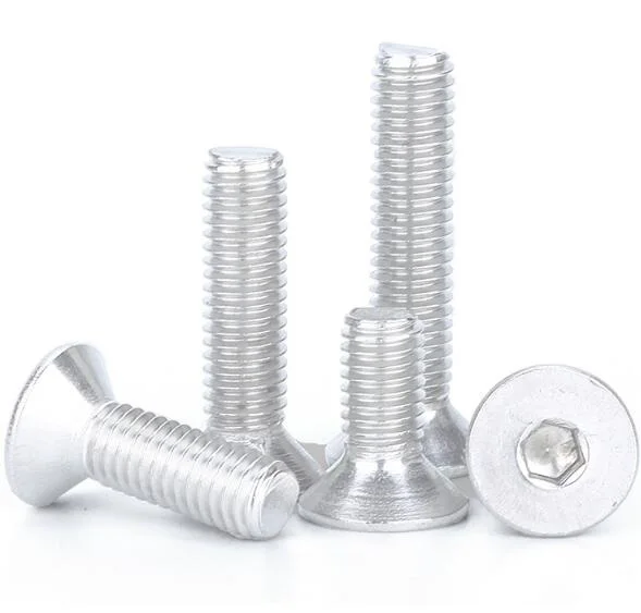 10pcs M6 hex countersunk head screws flat hexagon bolt set metric screw fastener 6061 aluminum alloy