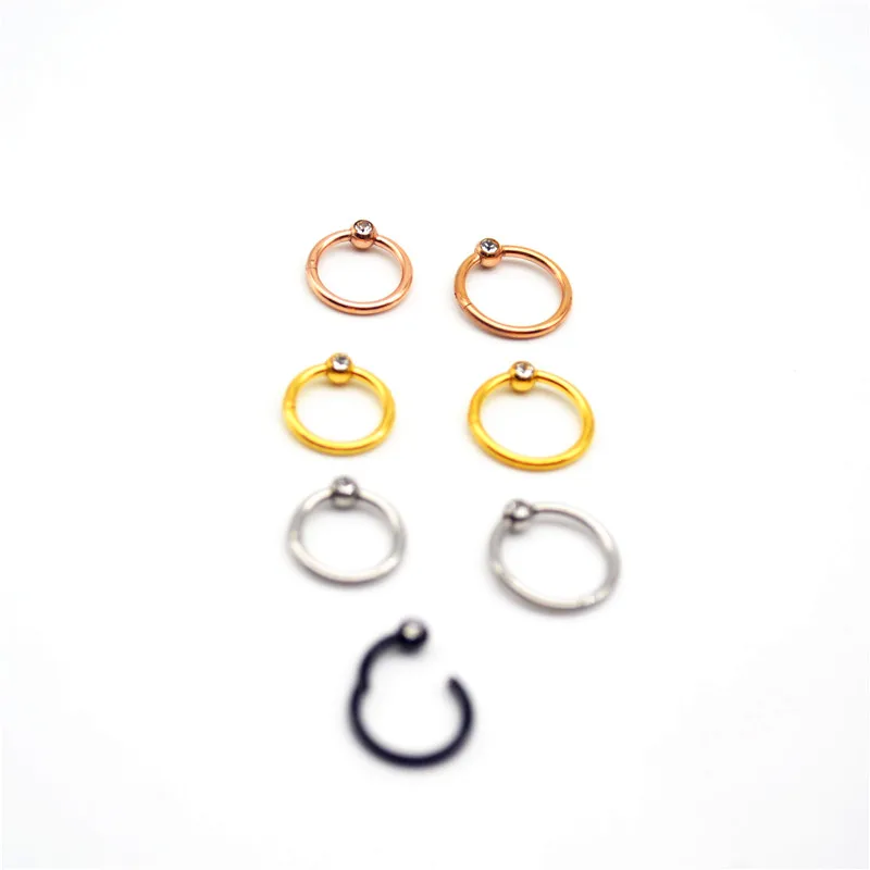 Hinged Segment Ring Nose Ring Septum Hoop Nipple Clicker Ear Cartilage Tragus Helix Lip Body Piercing 16g Rose Gold Color 316L S