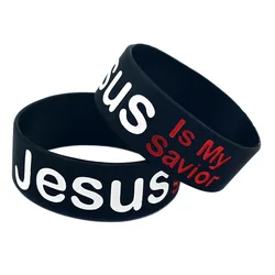 25 Pcs Jesus is My Savior Silicone Wristband One Inch Wide Band for Religion Faith