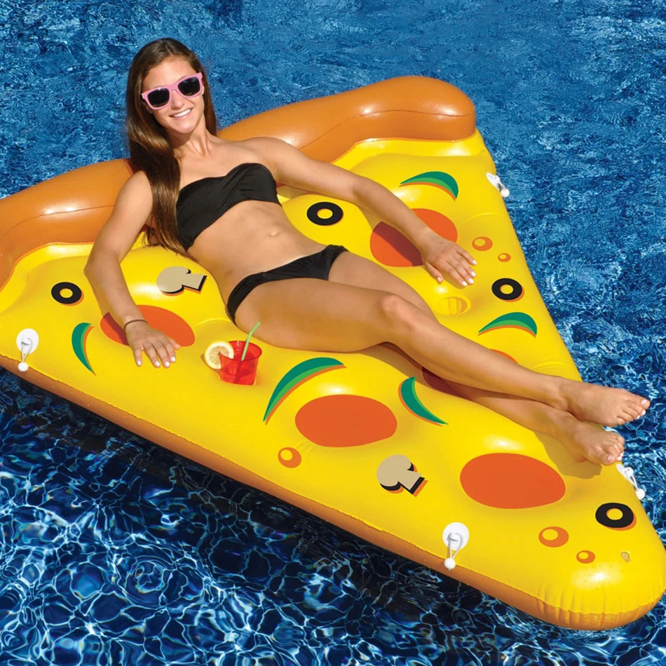 Giant 180cm Inflatable Pizza Slice Pool Floats Swimming Ring Floating Row For Childen Adults Water Toys Mattress Sea Party