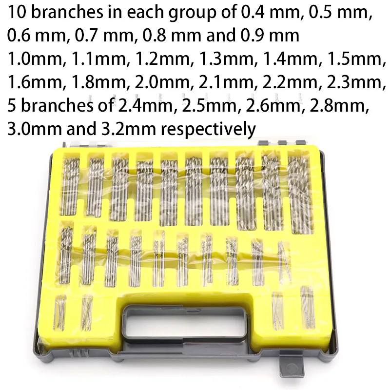 Juego de microbrocas helicoidales HSS, 150mm-0,4mm, Mini taladro eléctrico de precisión pequeño, broca PCB, fabricante de agujeros para Metal y madera, 3,2 Uds.