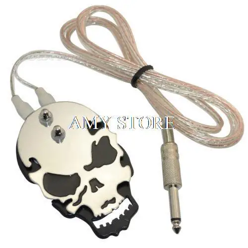 Black Red Yellow Blue Skull Design Stainless Steel Tattoo Foot Pedal Switch Footswitch Power Supply