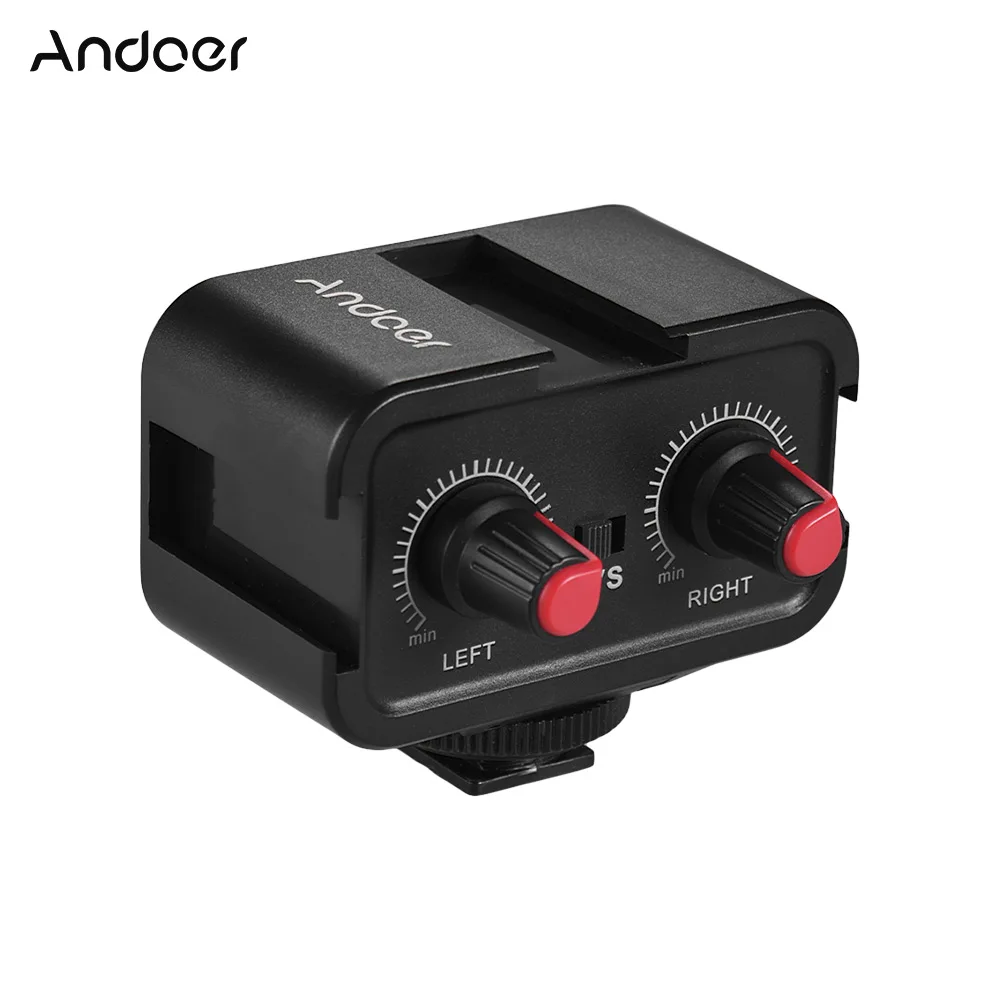 Andoer WS-VS Dual-Channel Microphone for Camera Audio Mixer Adapter 3.5mm Stereo Output for Canon Nikon Sony DSLR Camcorder