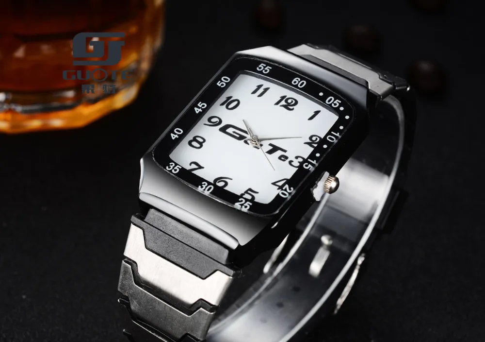 Top New Fashion Luxury Men Stainless Steel Strap Rectangle Quartz Watch Men Business Dress Watches Sports Watch Women Watches