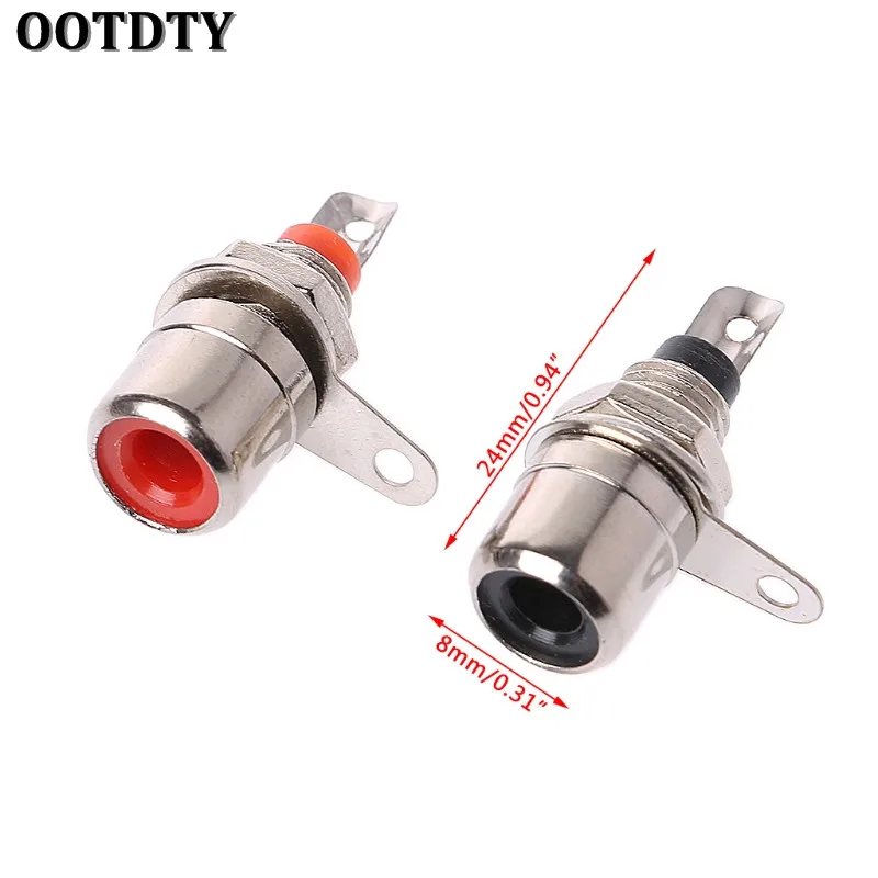 Ootdty10pcs金メッキrcaフォノシャーシパネルマウントメスソケットアダプター赤黒