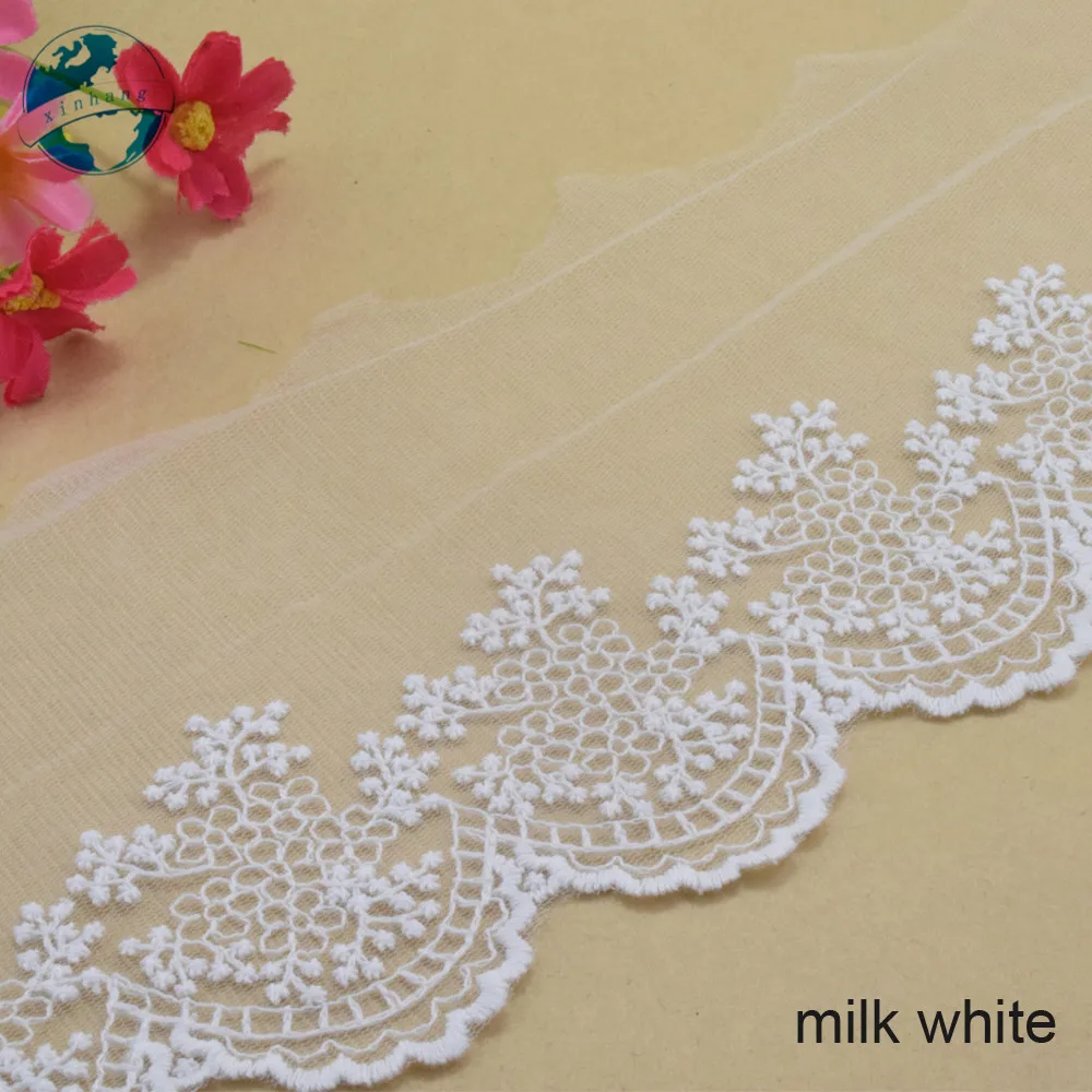 5 yards 11 centimetri di cotone bianco ricamato nastro di pizzo guipure assetto FAI DA TE Accessori da sposa bambole africano del merletto francese