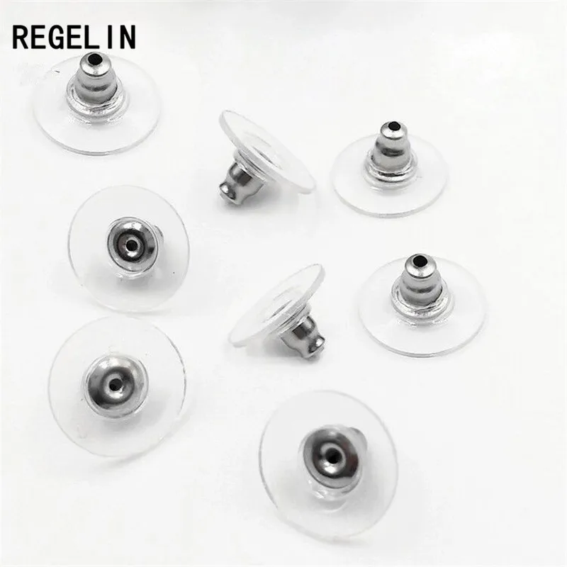 

REGELIN 100pcs/lot Stainless Steel Round Earrings Back Fit Stud Earrings Clasp Earring Stopper DIY Ear Jewelry Making