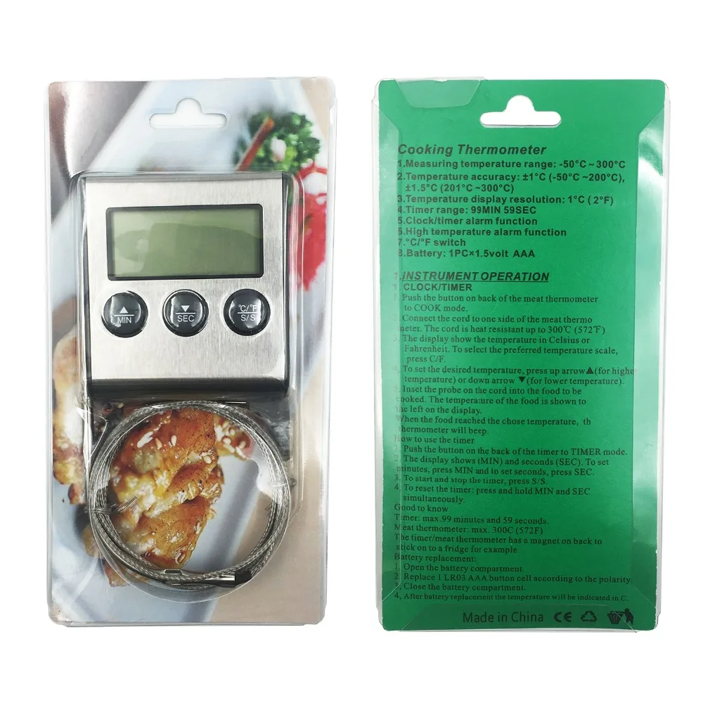 MOSEKO Digital Meat Oven Cooking Kitchen Thermometer for Smoker Grill Food BBQ Clock Timer Alarm with Stainless Steel Probe image 6