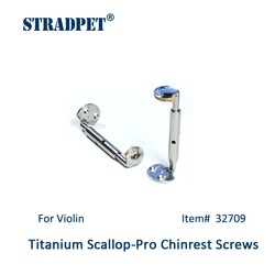STRADPET Titanium SCALLOP-Pro Chinrest Screws for Violin and Viola, Chinrest Clamps in Titanium Bright