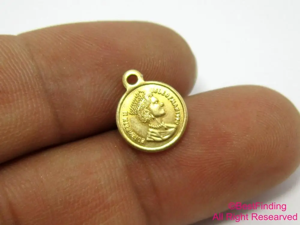 20pcs Brass coin charm 10mm Elizabeth II Raw brass Pound charms R438