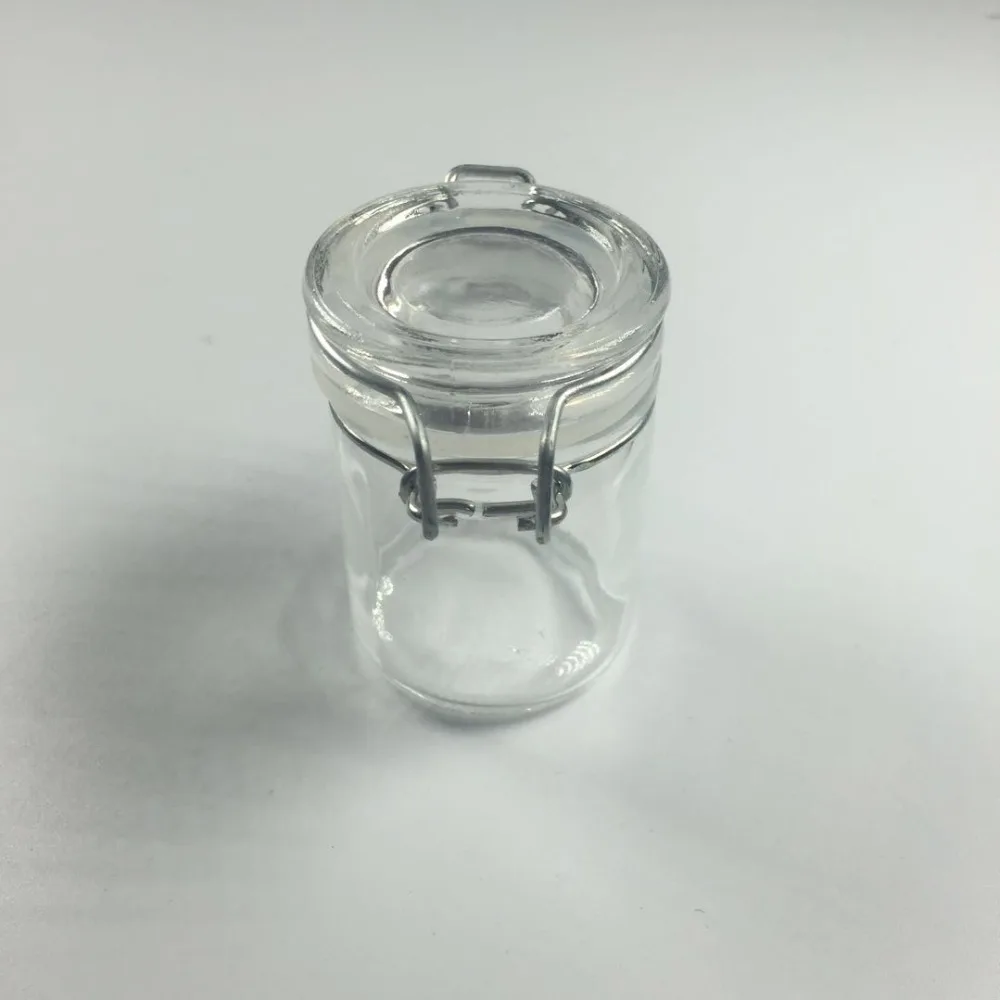 1Pc Mini Glass Round Spice Jar With Metal Buckle Clip 100ml