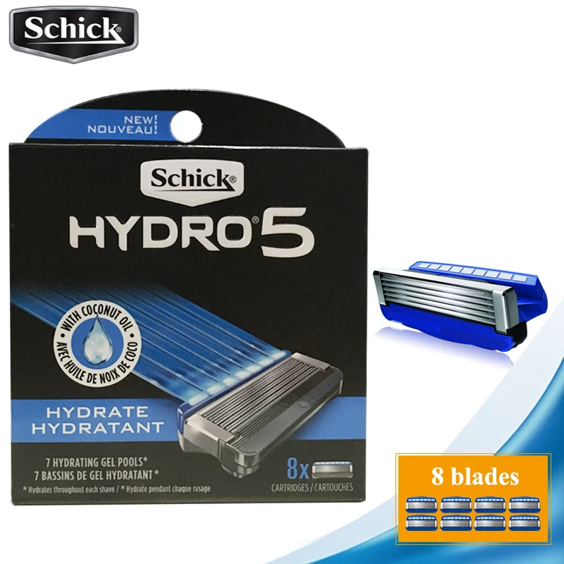 8 Blades/Lot Original Schick Hydro 5 Razor Blades Best Men Safety Shaver Hair Shaving Replacement Free Shipping