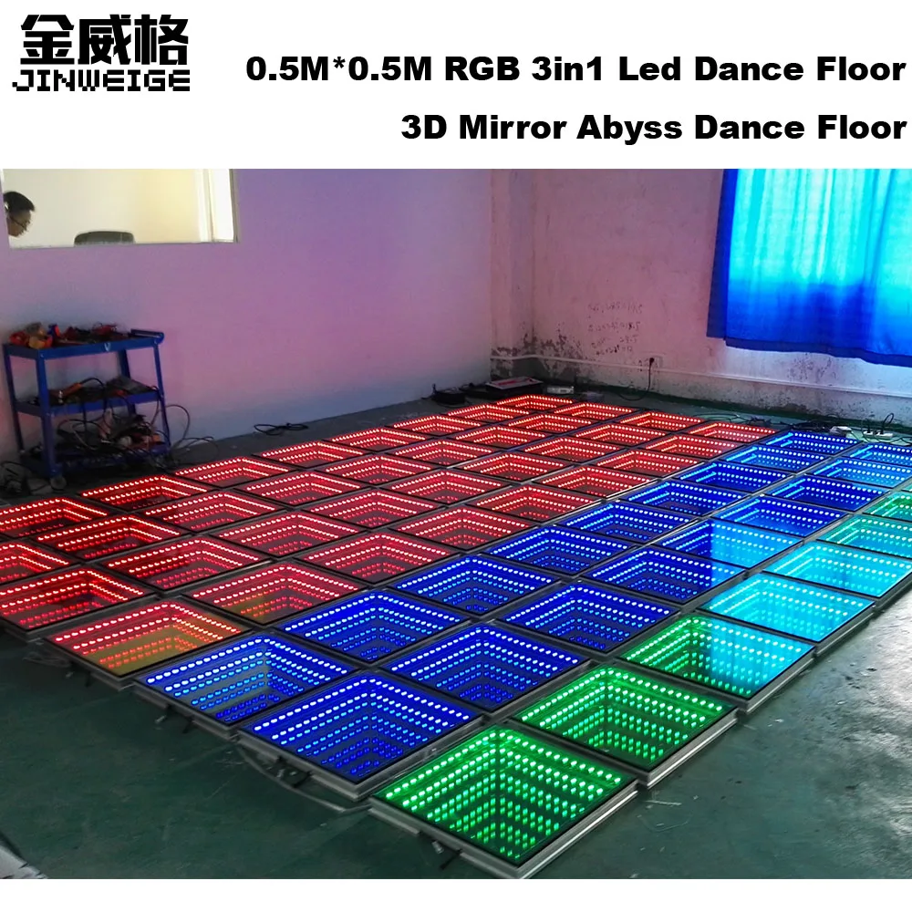 

High Brightnes 50x50cm RGB 3in1 3D Led Mirror Dance Floor Wedding Led Dancing Panels High Brightness