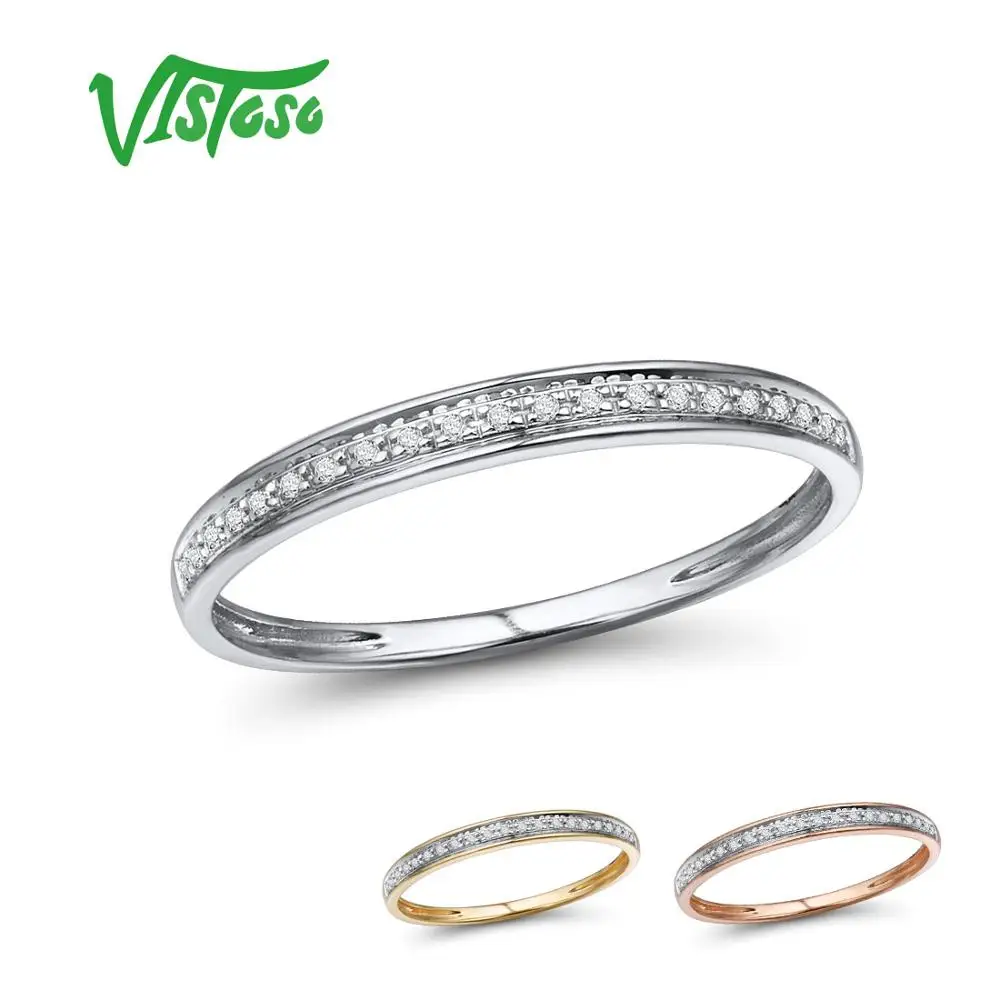 VISTOSO Genuine 14K White/Yellow/Rose Gold Rings For Women Simple Style Eternal Diamond Ring Engagement Anniversary Fine Jewelry