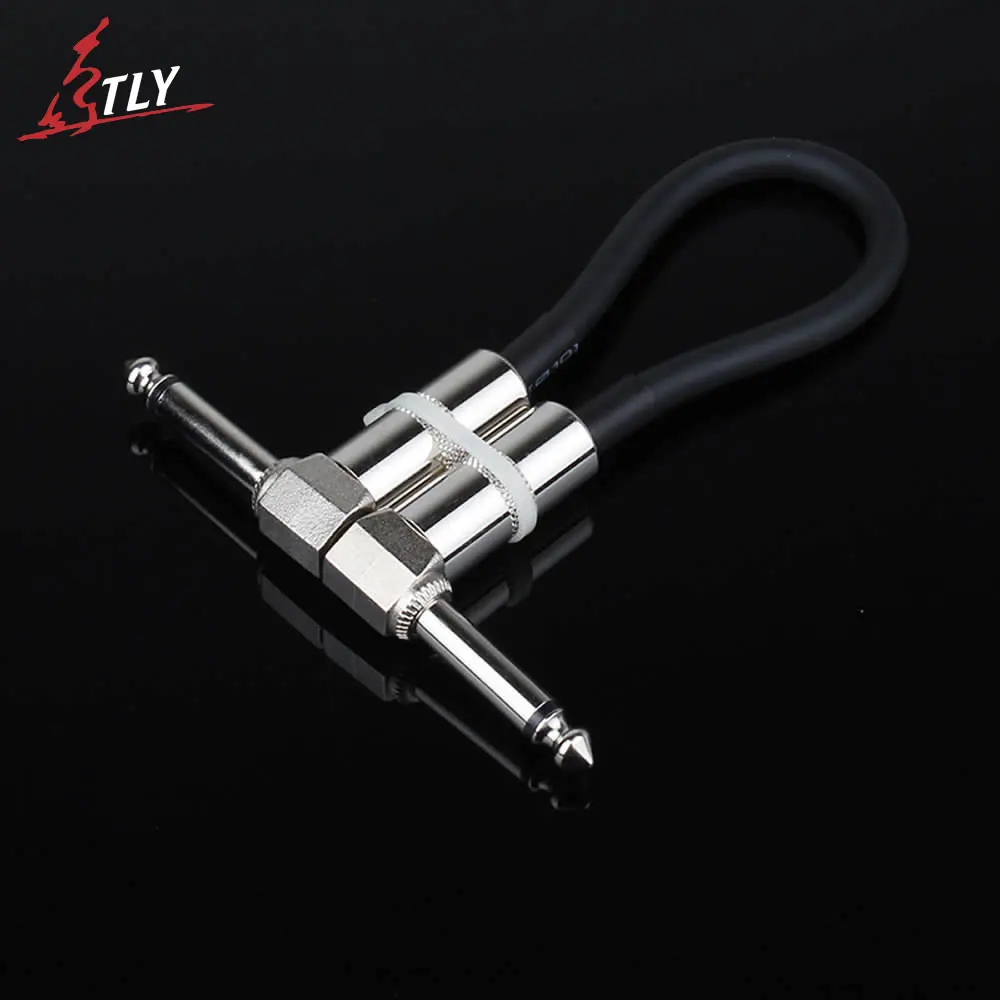 6Pcs/lot ELEMENT 6.35mm Guitar Pedal Effect Patch Cable 15cm Silver Right Angle Plug Cord Effect Pedal Instrument