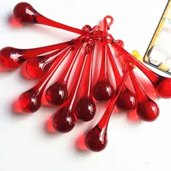 14pcs 20x80mm Red Color Glass Smooth Raindrop Pendant for Chandelier Prism Parts Crystal Lamp Hanging Ornament Home Decoration