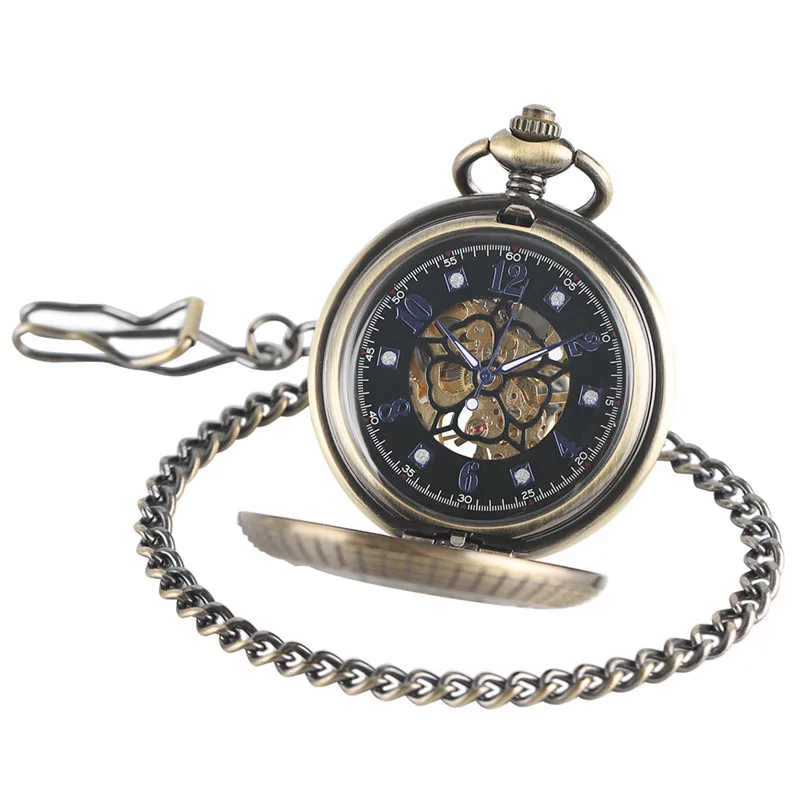 Mechanical Watches Japanese Movement Dark Blue Stars Style Vintage Fob Chain Pocket Watch Men's Women's Pendant with bag Gifts